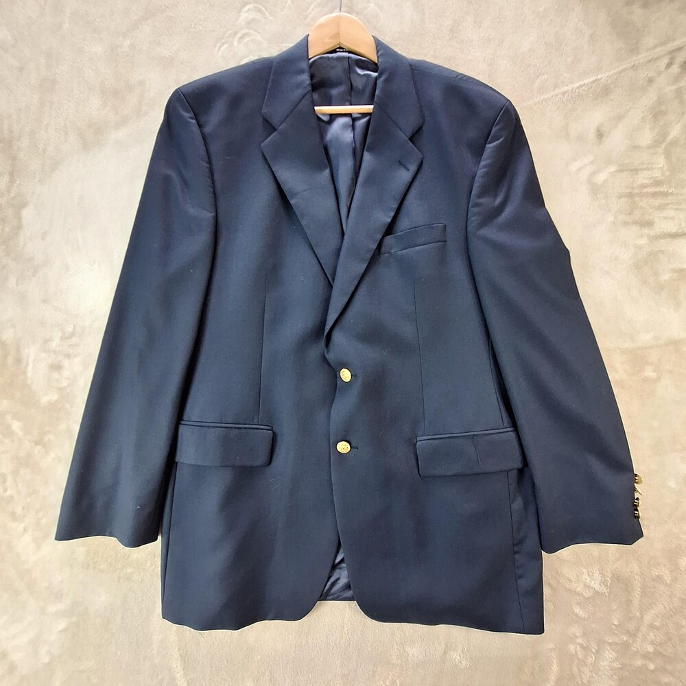 Vintage Chaps Ralph Lauren Blazer Mens 46L Navy Blue Wool Single Vent 2 Button